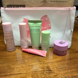 Glow Recipe 6 piece set with new bag and NIP necklace All NWT